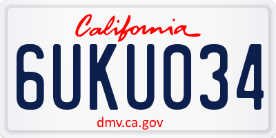 CA license plate 6UKU034