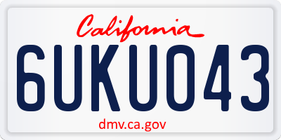 CA license plate 6UKU043