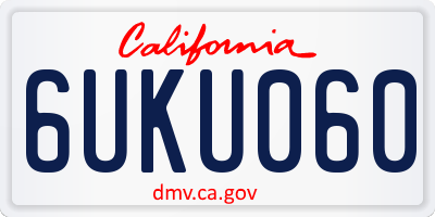 CA license plate 6UKU060