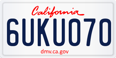 CA license plate 6UKU070