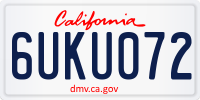 CA license plate 6UKU072