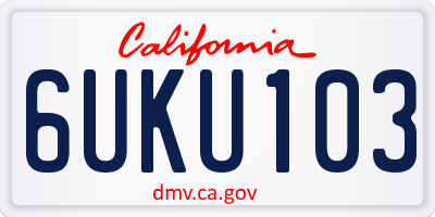 CA license plate 6UKU103