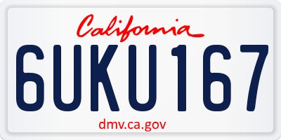 CA license plate 6UKU167