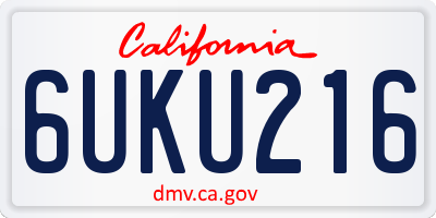 CA license plate 6UKU216