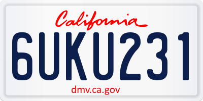 CA license plate 6UKU231
