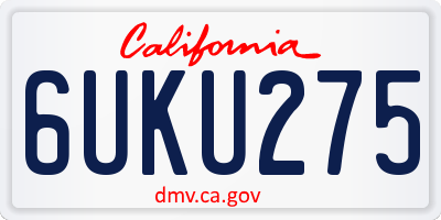 CA license plate 6UKU275