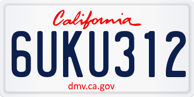 CA license plate 6UKU312