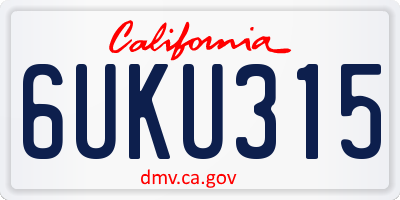CA license plate 6UKU315