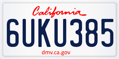 CA license plate 6UKU385