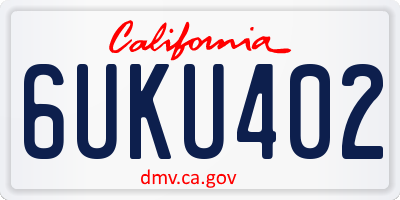 CA license plate 6UKU402