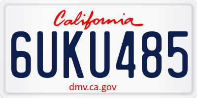 CA license plate 6UKU485