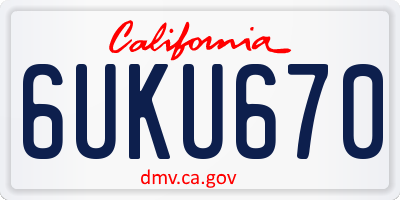 CA license plate 6UKU670