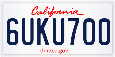 CA license plate 6UKU700
