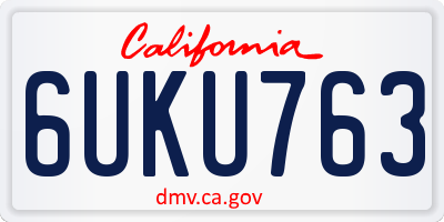 CA license plate 6UKU763