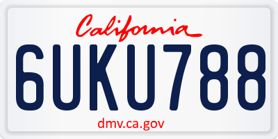CA license plate 6UKU788