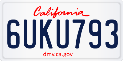 CA license plate 6UKU793