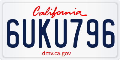 CA license plate 6UKU796