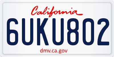 CA license plate 6UKU802