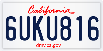 CA license plate 6UKU816