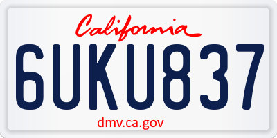 CA license plate 6UKU837