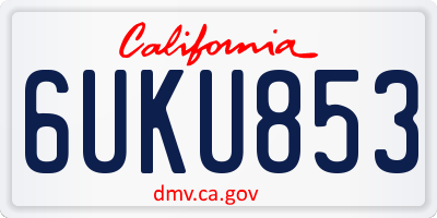 CA license plate 6UKU853