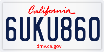 CA license plate 6UKU860
