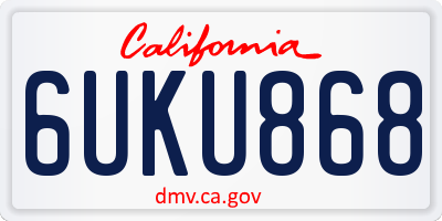 CA license plate 6UKU868