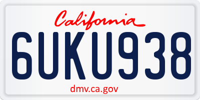 CA license plate 6UKU938