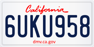 CA license plate 6UKU958
