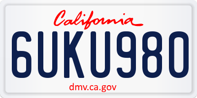 CA license plate 6UKU980