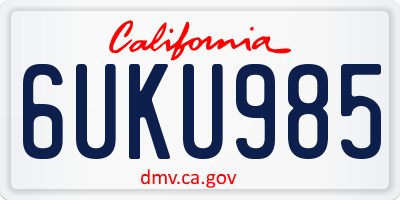 CA license plate 6UKU985