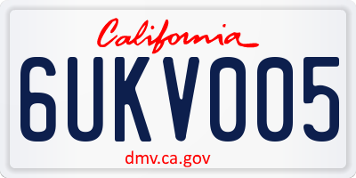 CA license plate 6UKV005