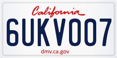 CA license plate 6UKV007