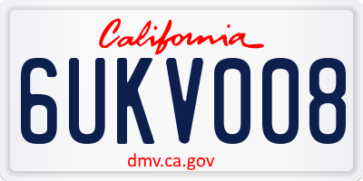 CA license plate 6UKV008