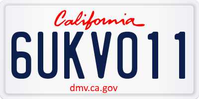CA license plate 6UKV011
