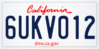 CA license plate 6UKV012