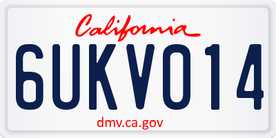 CA license plate 6UKV014