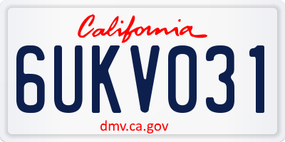 CA license plate 6UKV031