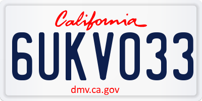 CA license plate 6UKV033