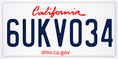 CA license plate 6UKV034