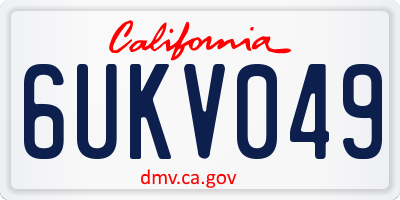 CA license plate 6UKV049