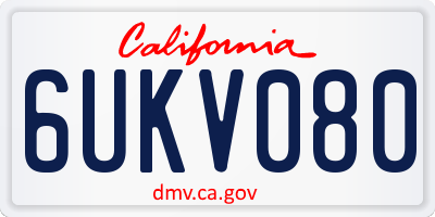 CA license plate 6UKV080
