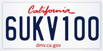 CA license plate 6UKV100
