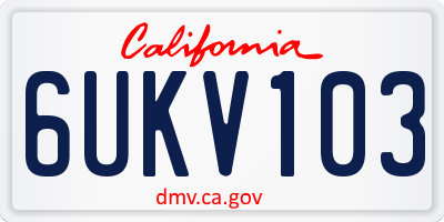 CA license plate 6UKV103