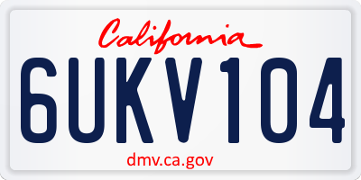 CA license plate 6UKV104
