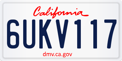 CA license plate 6UKV117