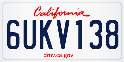 CA license plate 6UKV138