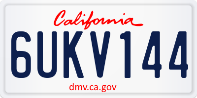 CA license plate 6UKV144