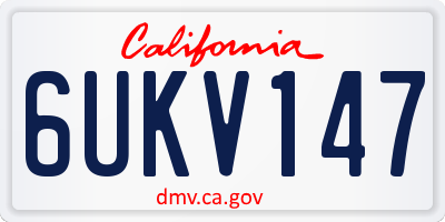 CA license plate 6UKV147
