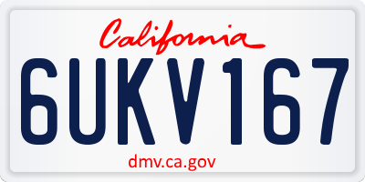 CA license plate 6UKV167